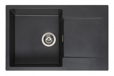 Granit-Spüle mit Abtropffläche Reginox Mini Amsterdam 760, in der Farbe Schwarz.