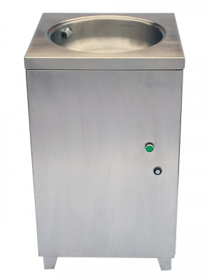 Waste disposal unit in a stainless steel cabinet for food service establishments