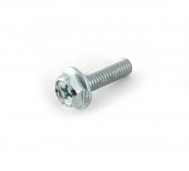 The screw of the clamp for the cable conduit.