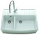 BERLIOZ 900.2 white ceramic sink with extended rear surface.