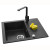 Black sink with drainboard and faucet