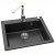 Black sink with faucet and drain